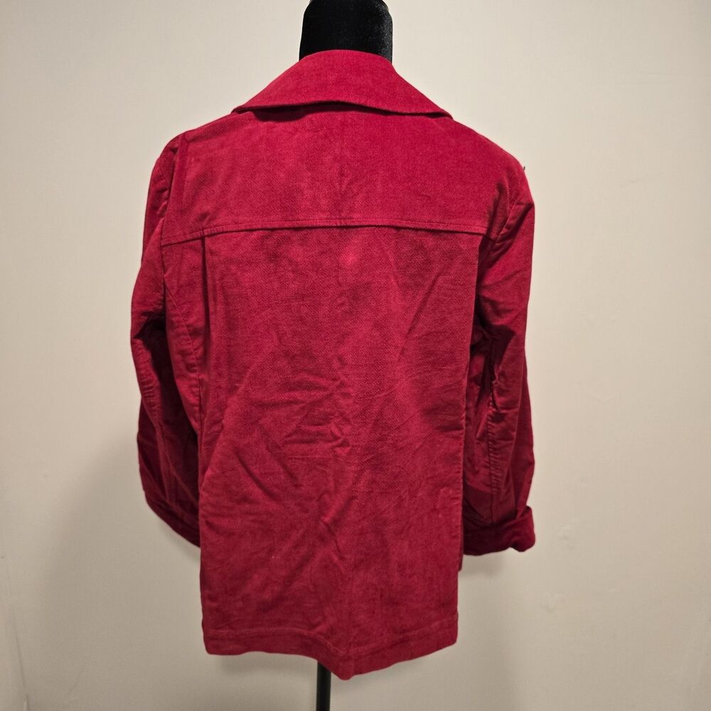 Talbots Red Velvet Jacket Blazer 14W Preppy Retro Chore Barn Vintage 90s Bright - Picture 5 of 10